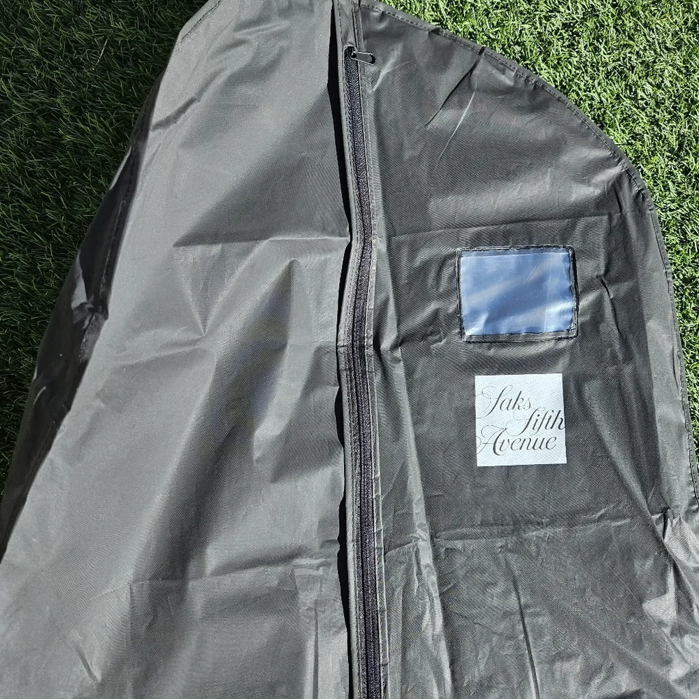Saks Fifth Avenue Solid Black Canvas Garment Bag 23x55